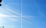 Contrails of planes intersecting at a right angle (a feature of the location of the air routes in the region).
Translated by «Yandex.Translator»