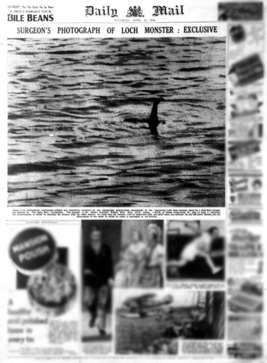 La famosa "foto de cirujano" con nessie, publicado en abril de 1934 en el periódico Daily Mail
Traducido del servicio de «Yandex.Traductor»