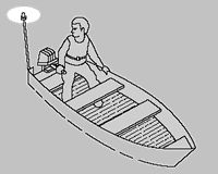 El buque con los elementos mecánicos de motores de menos de 12 m. (barco de motor) en la marcha. Es blanco circular de fuego y luces de posición (pueden faltar con una longitud de menos de 7 m. y la velocidad es inferior a 7 nudos)
Traducido del servicio de «Yandex.Traductor»