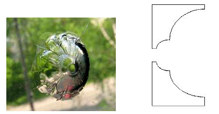 Forma del orificio resultante del impacto de una bola o bala de una neumática