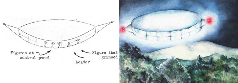 Drawing of the UFO, who saw the couple
Translated by «Yandex.Translator»