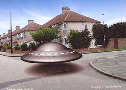 An artist's impression of a description of a UFO that landed at the intersection of Ashbourne and Whitfield roads.