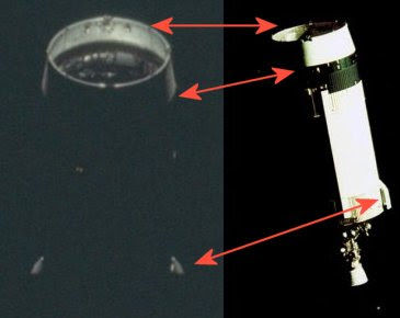 Сравнение оригинальной фотографии и ее деталей с моделью адаптера, используемого для лунного модуля в программе «Аполлон».
