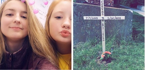 Photo: Savannah with a friend and a memorial cross near the bridge where a girl died
Translated by «Yandex.Translator»