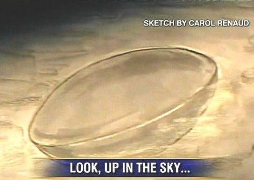 Drawing of an object by a Chicago artist Carol Reno according to the description of one of the witnesses, an aircraft mechanic. (Source: CNN)