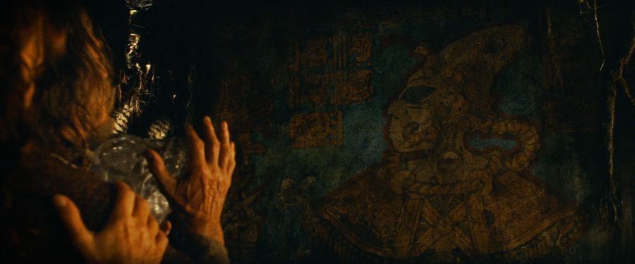 Imagen de un extraterrestre en la pared de un antiguo templo Maya