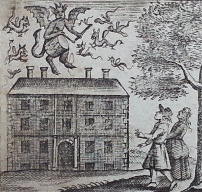 The devil and the drum, from the frontispiece to the third edition of&nbsp;Saducismus Triumphatus&nbsp;(1700).
