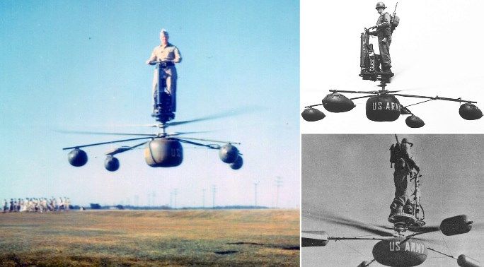 In the mid-1950s, the US military developed a flying device that allows a single soldier to move through the air. The device was named HZ-1.  It was assumed that such a single-seat helicopter could be used for movement in a nuclear war.The first launch of the aircycle took place in January 1955 on the territory of the Brooklyn Army Terminal. As practice has shown, to learn to fly on this device, some soldiers had enough and five minutes. The Ministry of Defense recognized the device as promising and ordered a dozen test vehicles. The American army was about to turn into an invincible flying cavalry, falling on the enemy's head directly from the sky.But further tests showed that it was not so easy to control the air bike. During the tests, two pilots touched the ground with their blades and fell. A special rapid deployment parachute was developed for the HZ-1, but even this did not help — the project was recognized as a failure and frozen. Only one copy of the air bike has survived to this day-it is stored in the US Army Transport Museum (Virginia).