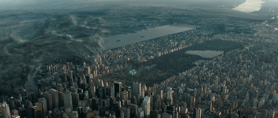 "Серая слизь" из нанороботов, уничтожающая Нью-Йорк, в Центральном парке которого приземлился корабль пришельцев
