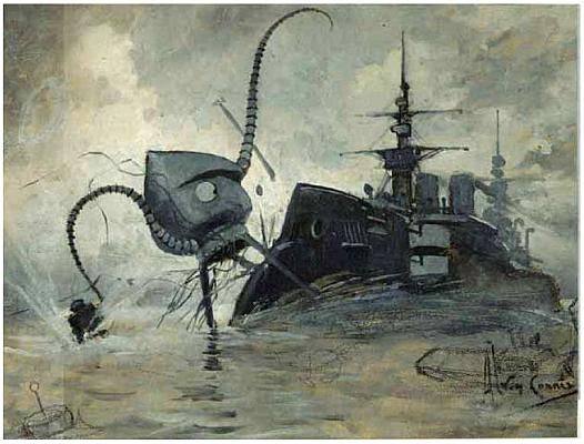 Destroyer "Son of thunder" fighting the tripods of the Martians (the illustration to the edition of 1906, the artist Coria)
Translated by «Yandex.Translator»