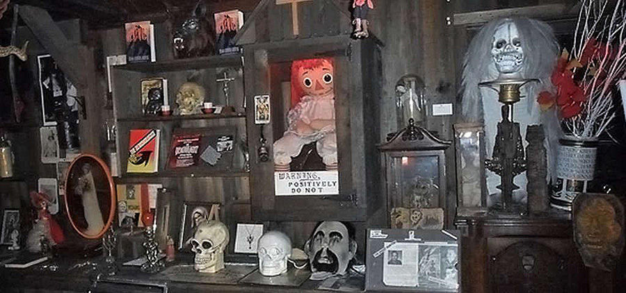 The Annabelle doll at the Warren Occult Museum. Photo: The Warren's Occult Museum
