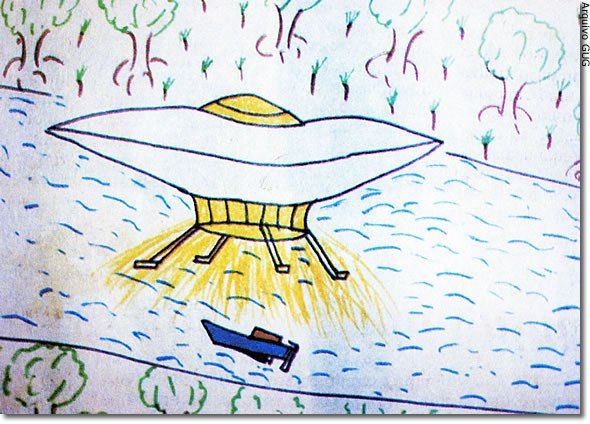 The figure of the witness depicting the UFO they saw while landing
Translated by «Yandex.Translator»