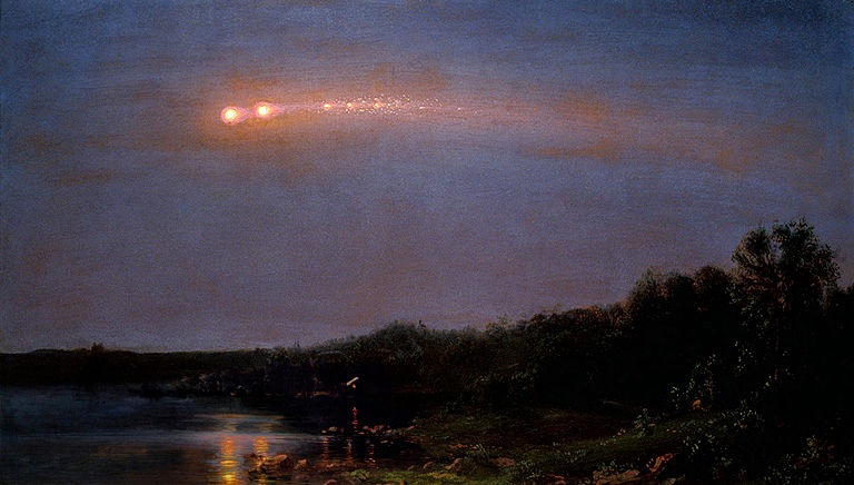 Frederick Edwin Church, "The Meteor of 1860" — the first ever observation of a meteor touching.