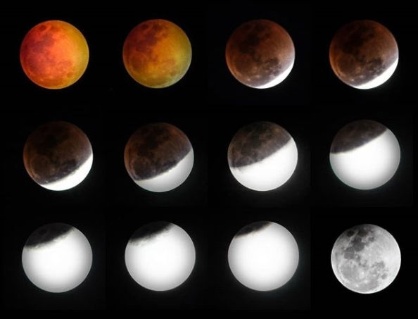 bopnetworks India

The phases of the Super Blue Blood Moon of 2018, through the eclipse.

I captured the individual phases over a period of more than 2 hours and to make a little things interesting, I tried to capture the shadow rather than the light.
Traducido del servicio de «Yandex.Traductor»