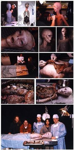 The re-establishment of alien autopsy ray Santilli, which was made by professionals SFX Steve Johnson and Trey Stokes. It was shown on the American TV show 20/20. (ABC, April 4, 1997)
Translated by «Yandex.Translator»