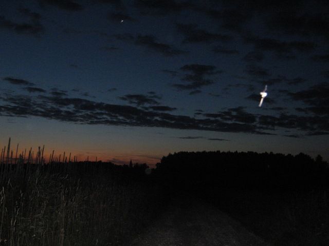 El insecto, пролетавшее delante de la cámara en el momento de la fotografía de la noche, el paisaje con flash.
Traducido del servicio de «Yandex.Traductor»