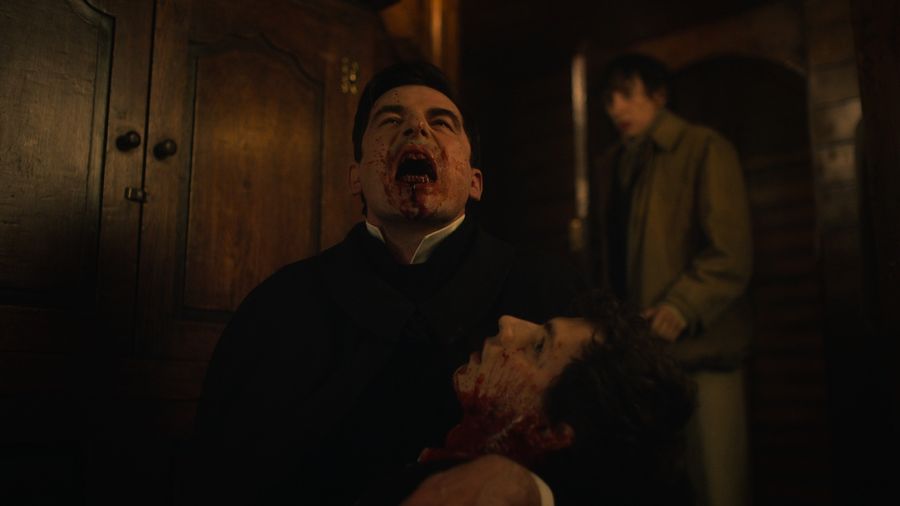 Dracula drinks the blood of the victim
Translated by «Yandex.Translator»