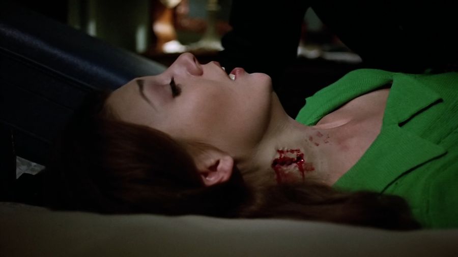 A vampire bite mark on the victim's neck
