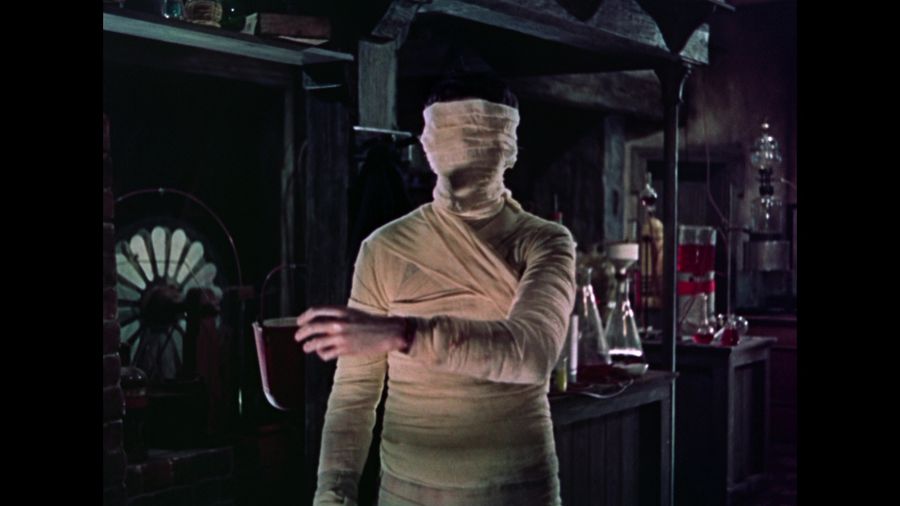 Frankenstein's Monster in bandages after being Revived