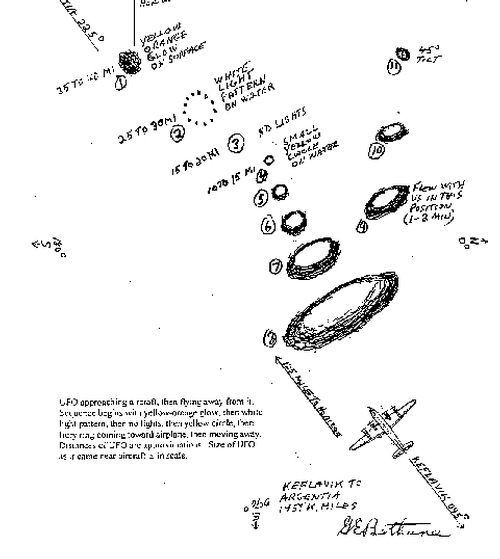 Drawing by Graham Bethune, explaining the movements and changes of shape of a flying disk during the whole observation.
Translated by «Yandex.Translator»