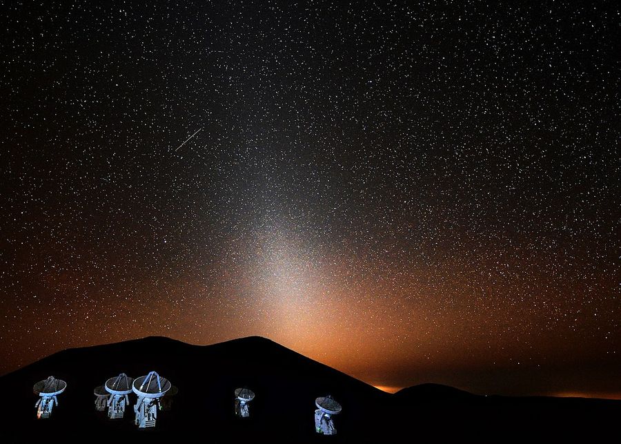 The zodiacal light, visible for Submillimeter array from the top of Mauna Kea
Translated by «Yandex.Translator»