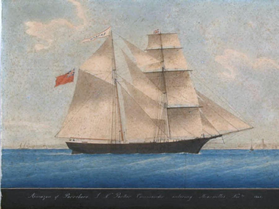 The picture of the ship "Amazon" (Amazon), later renamed "Mary Celeste" (Mary Celeste). Author and year unknown.
Translated by «Yandex.Translator»