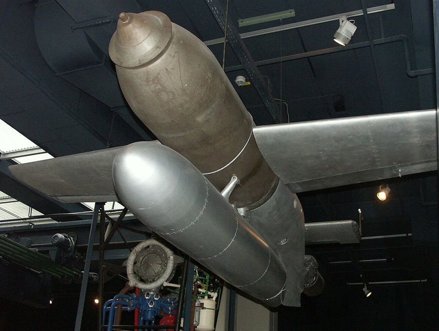 Henschel Hs 293 is a German planned guided aerial bomb (German. Gleitbombe ), created and intended for use on large marine targets, with a displacement of one thousand to four thousand tons. It is equipped with bearing surfaces, a tail and a jet accelerator. It is the ancestor of modern guided aerial bombs (UAB) and anti-ship missiles (PKR).Work on the creation of Hs 293 began in 1939 in In Germany, in the city of Schoenefeld near Berlin, at the aircraft factory of the company "Henschel" by specialists under the guidance of a professor Herbert Wagner. It was intended for hitting sea targets (ships).The first prototype of the Hs 293V-1 did not go further than the drawings, but already in February 1940, the Hs 293V-2 model (the so-called FZ21 model) was created. In July of the same year, tests of the third prototype began, and in 1941 the pre-production model Hs 293A-0 went into production. The Hs 93A-1 modification was put into serial production from January 1942, for the armament of the units It began to enter the Luftwaffe in 1943.