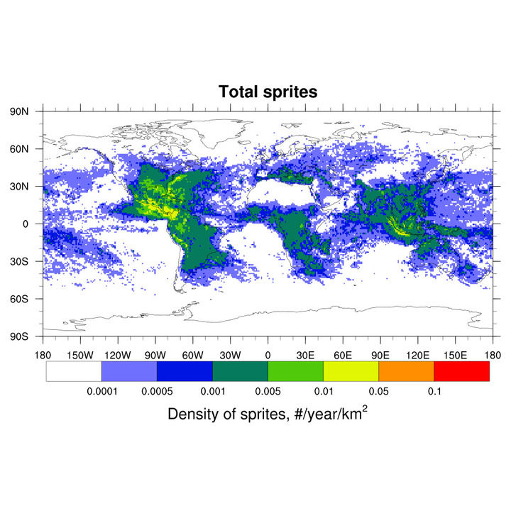 MAPA DE LA DENSIDAD ESTIMADA DE SPRITES. CORTESÍA DE IPF RAS