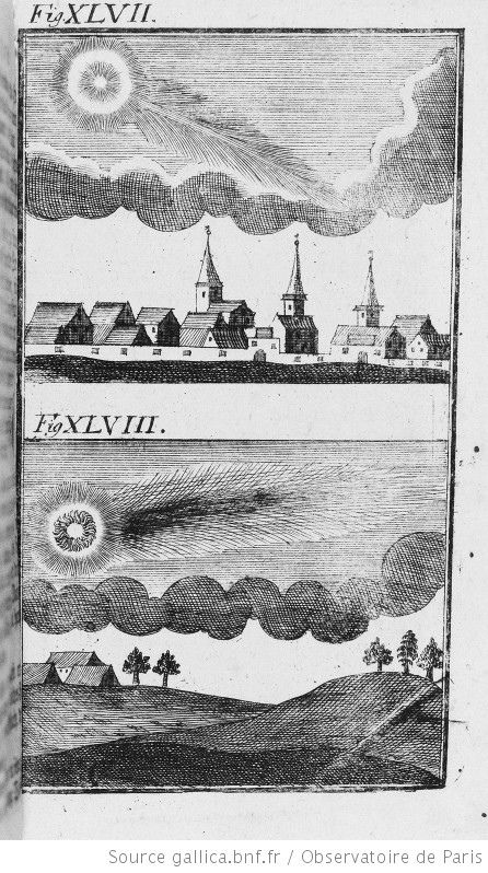 Figure XLVII: A phenomenon observed during the passage of a comet that appeared between 735 and 841. Figure XLVIII: A phenomenon observed during the passage of comet 842.