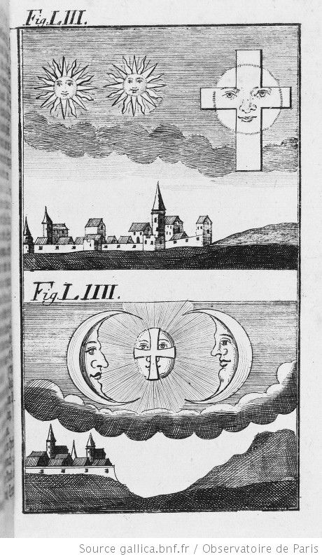 Рис.LIII: Явление, наблюдаемое во время прохождения кометы 1156 года. Рис.LIV: Явление, наблюдаемое во время прохождения кометы 1158 года.
