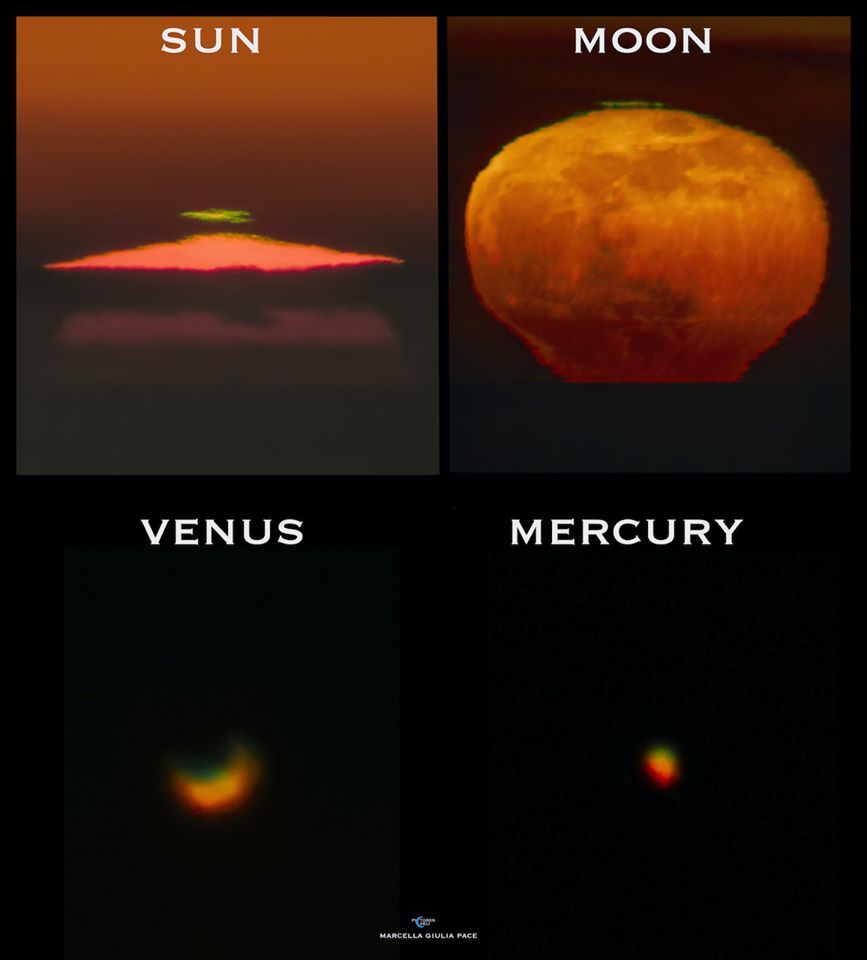 Astronomy Picture of the Day (APOD)

APOD: Green Flashes: Sun, Moon, Venus, Mercury (2020 May 30)
Image Credit &amp; Copyright: Marcella Giulia Pace
https://apod.nasa.gov/apod/ap200530.html
