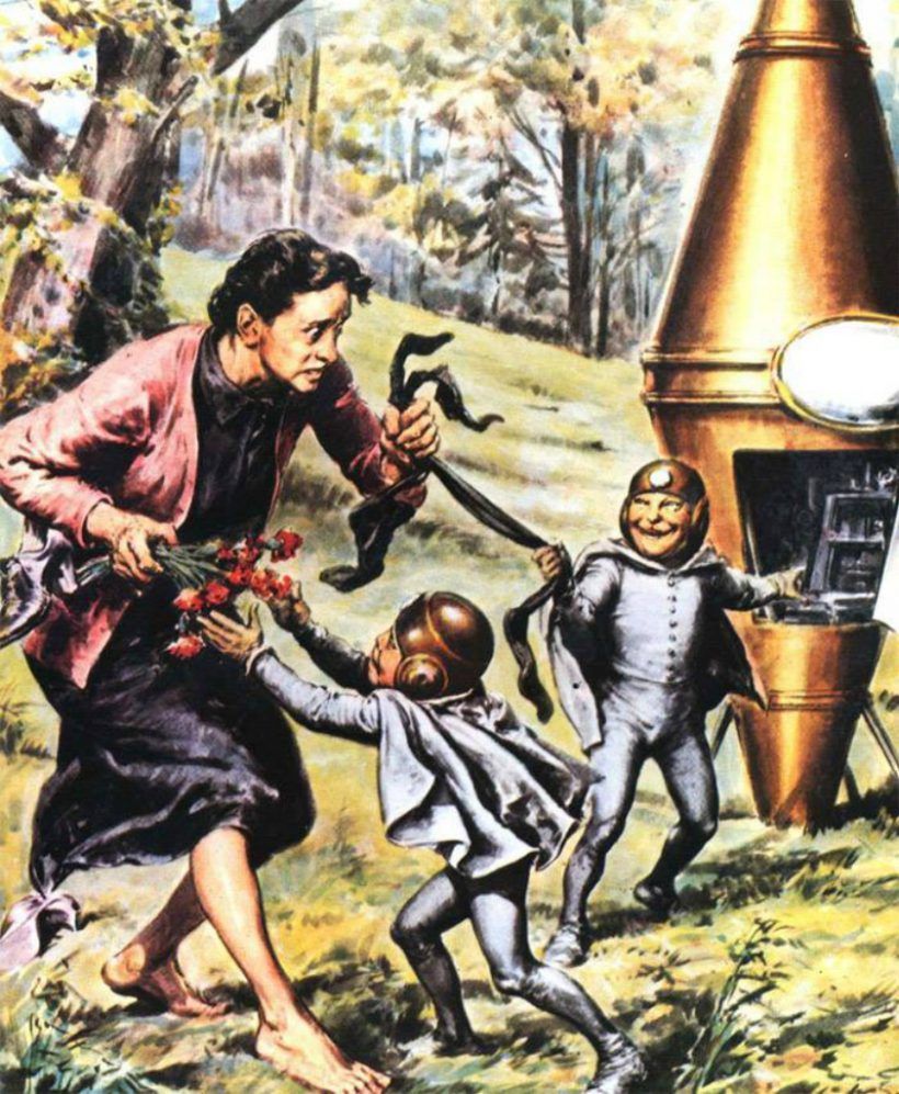 "Aliens in Tuscany" (illustration by Walter Molino from the newspaper La Domenica del Corriere on November 14, 1954)
Translated by «Yandex.Translator»