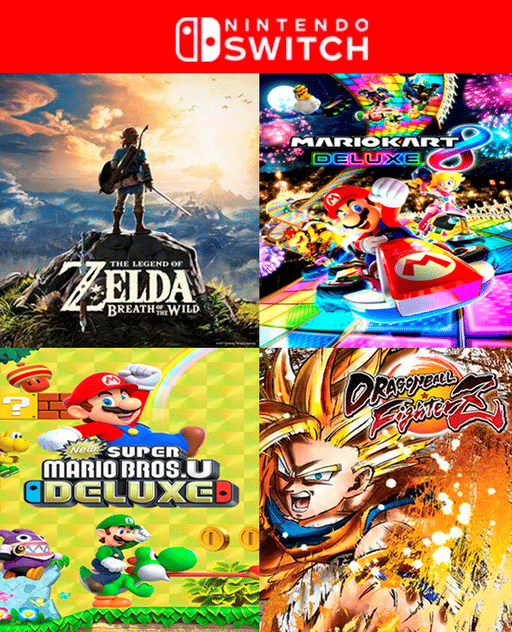 COMBO SUSCRIPCIÓN 8 JUEGOS NINTENDO SWITCH - Mario Kart  - Super Mario Bros - Zelda