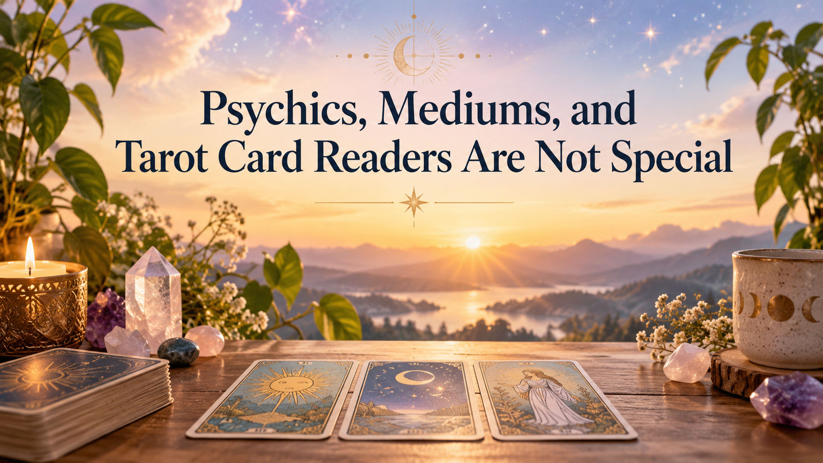 Featured image for an article about psychics, mediums, tarot readers, and developing intuition