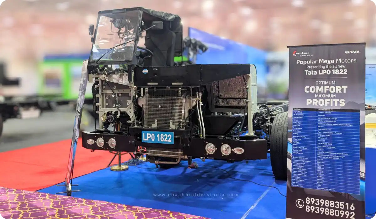 Top 5 Buses Displayed at Passenger Vehicle Expo 2025 Tata LPO 1822 13.3M Bus Chassis