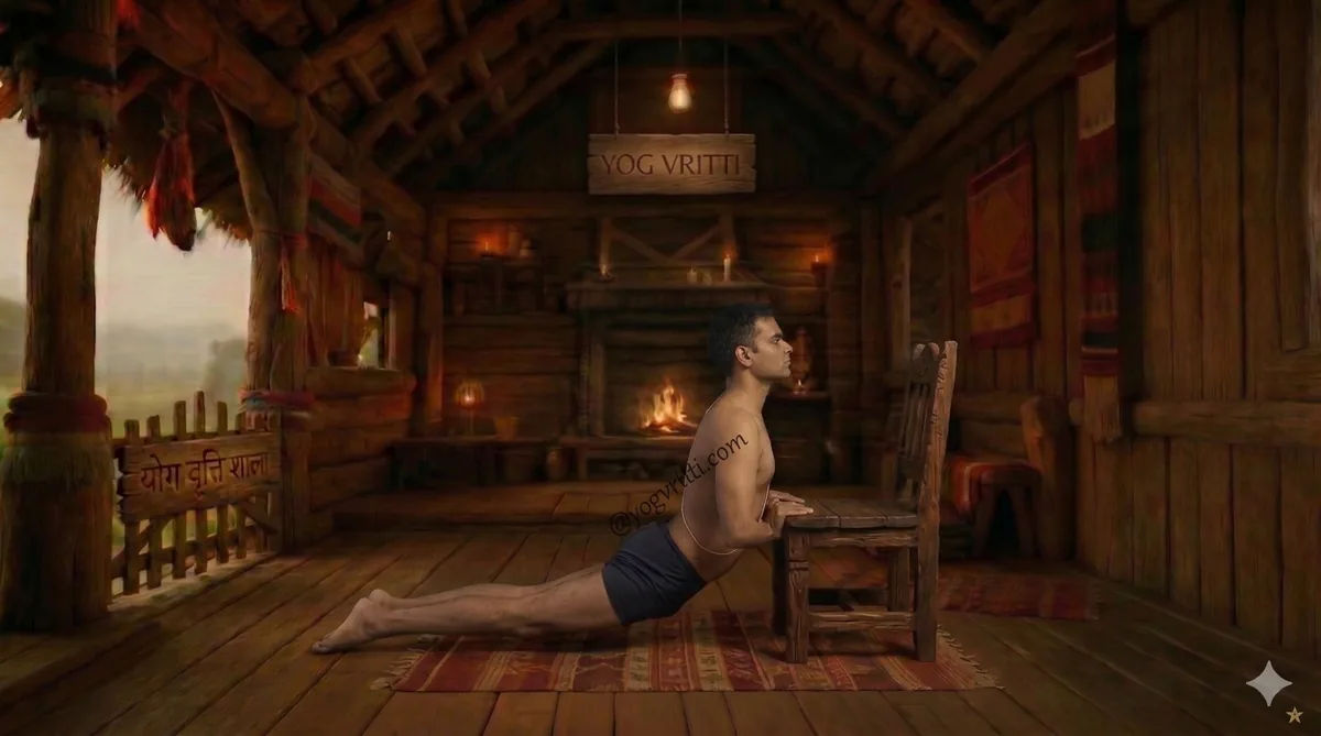 Bhujangasana (with hands on chair)