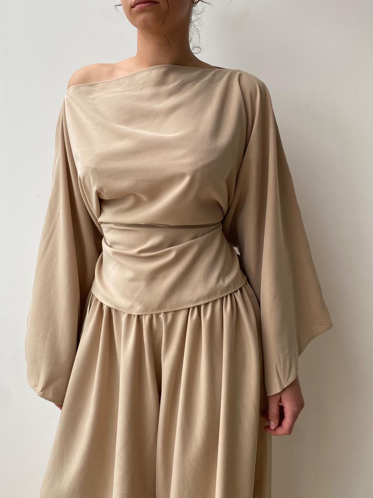Adjustable Taupe Blouse