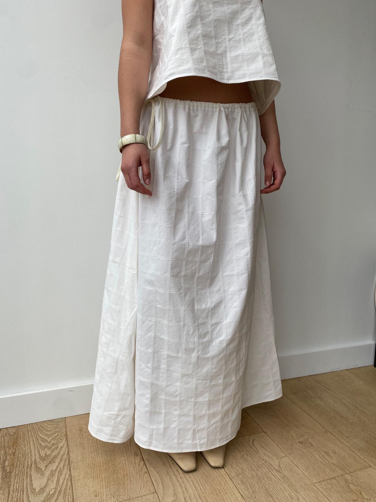 Long Skirt – White Checked Bustier Dress
