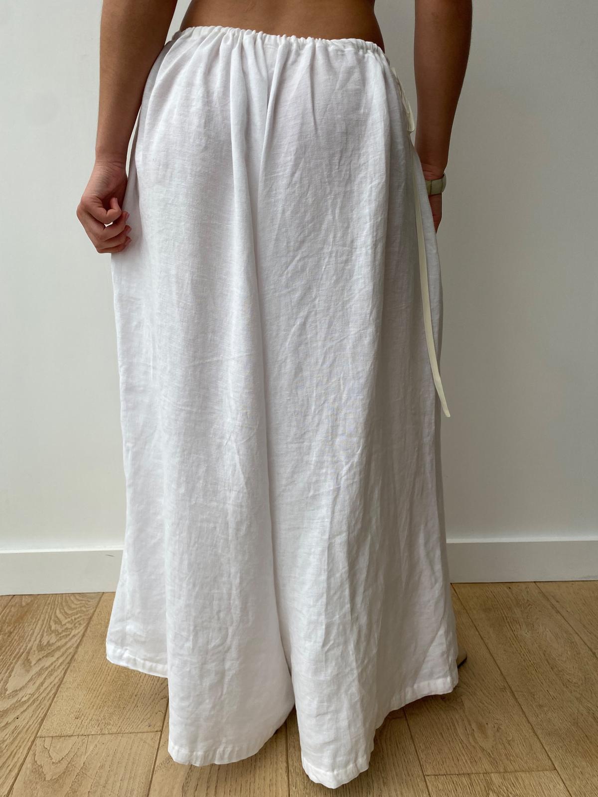 Adjustable White Linen Trousers 5