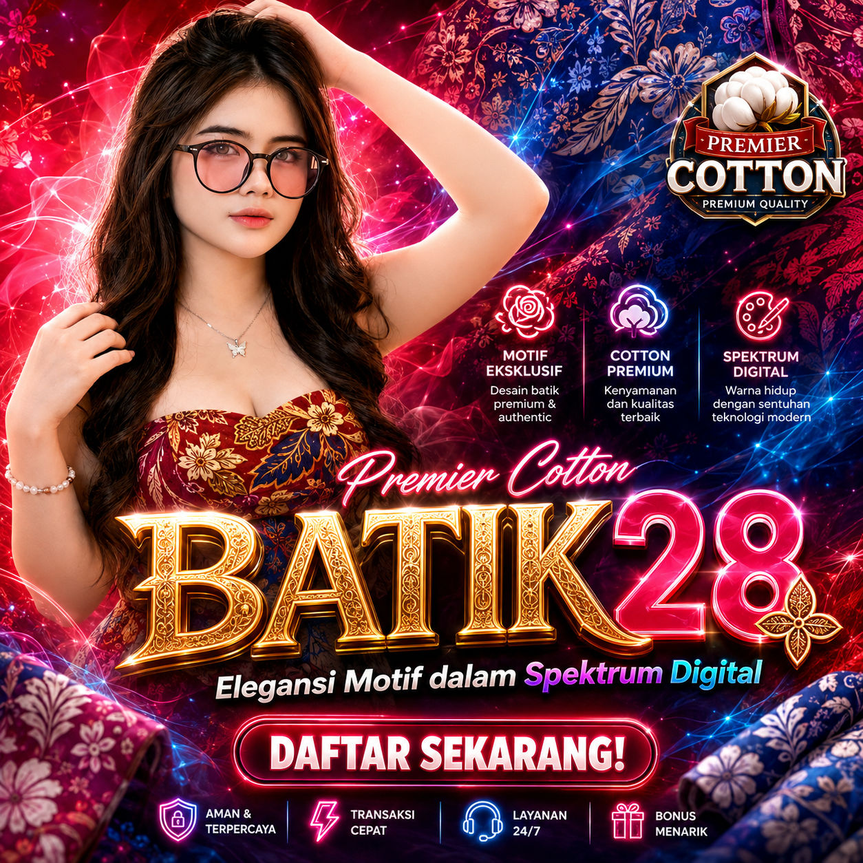 BATIK28 𖨁 Premier Cotton Elegansi Motif dalam Spektrum Digital
