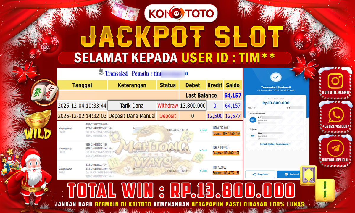 BIG WIN !! MENANG BESAR DI PERMAINAN MAHJONG WAYS SEBESAR RP 13.800.000 !!! KOITOTO LANGSUNG BAYAR LUNAS