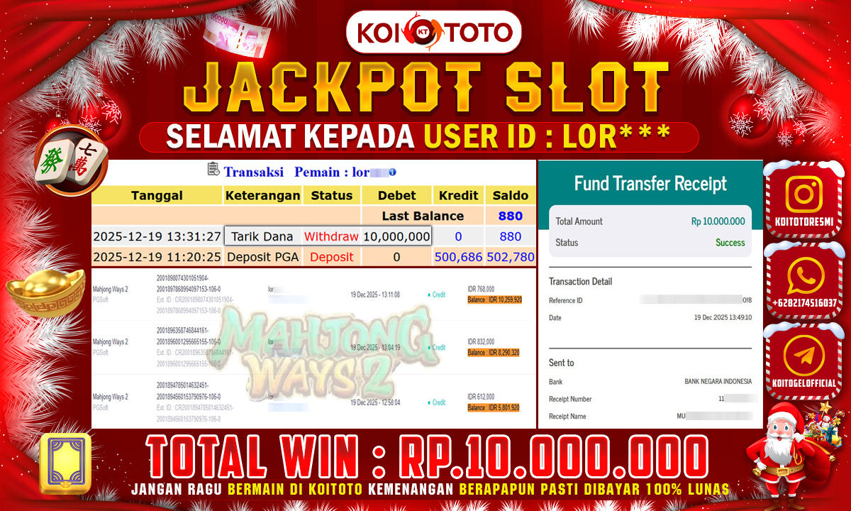 BIG WIN !! MENANG BESAR DI PERMAINAN MAHJONG WAYS SEBESAR RP 10.000.000 !!! KOITOTO LANGSUNG BAYAR LUNAS