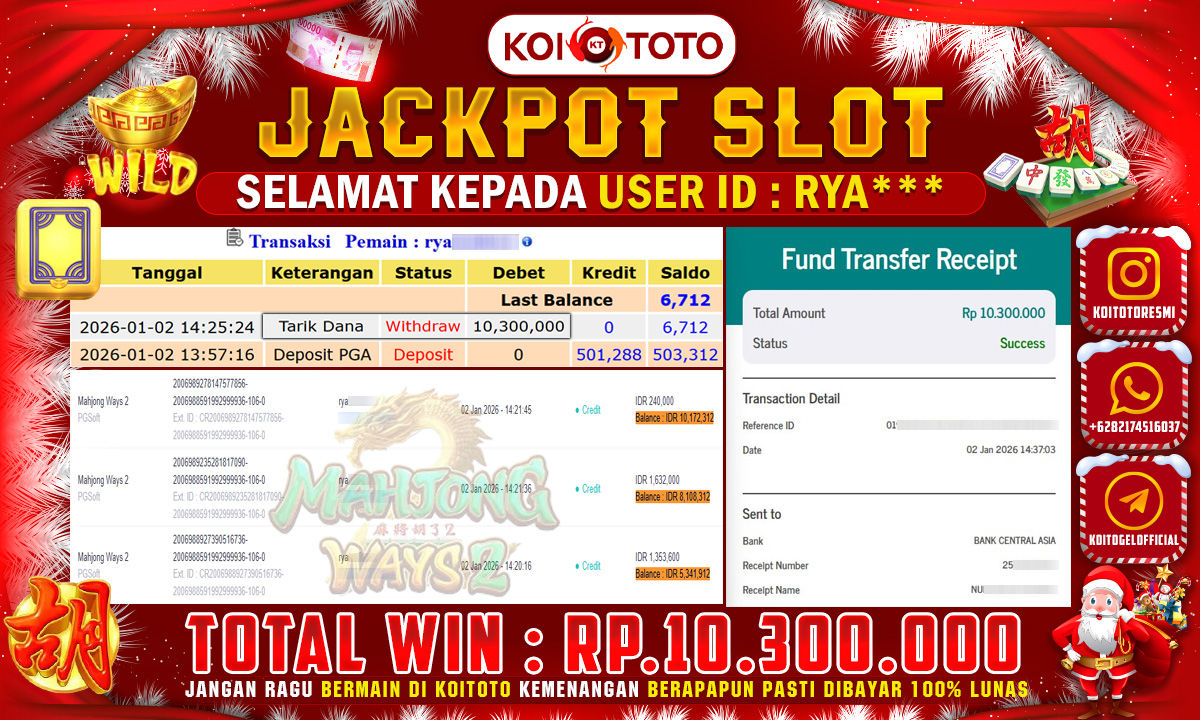 BIG WIN !! MENANG BESAR DI PERMAINAN MAHJONG WAYS 2 SEBESAR RP 10.300.000 !!! KOITOTO LANGSUNG BAYAR LUNAS
