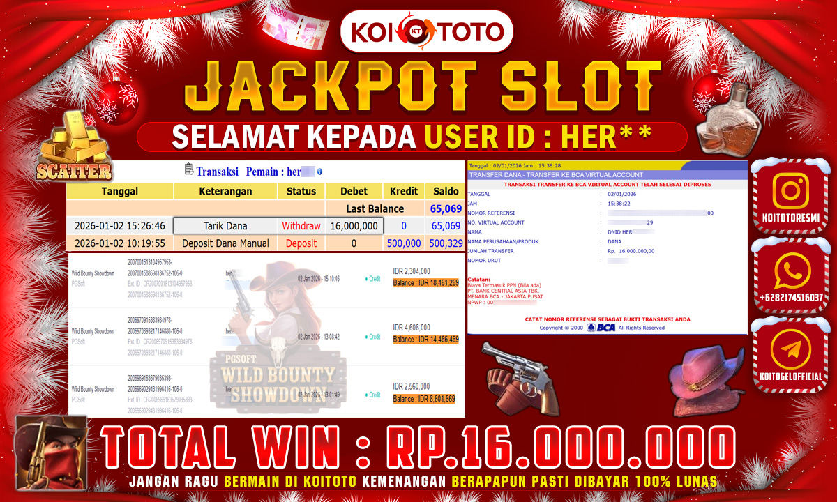 BIG WIN !! MENANG BESAR DI PERMAINAN WILD BOUNTY SHOWDOWN SEBESAR RP 16.000.000 !!! KOITOTO LANGSUNG BAYAR LUNAS