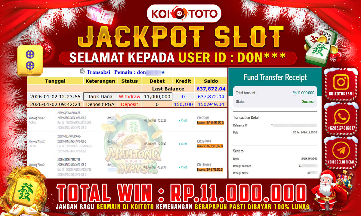 BIG WIN !! MENANG BESAR DI PERMAINAN MAHJONG WAYS 2 SEBESAR RP 11.000.000 !!! KOITOTO LANGSUNG BAYAR LUNAS