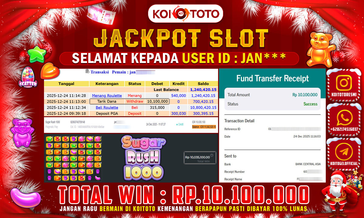 BIG WIN !! MENANG BESAR DI PERMAINAN SUGAR RUSH 1000 SEBESAR RP 10.100.000 !!! KOITOTO LANGSUNG BAYAR LUNAS