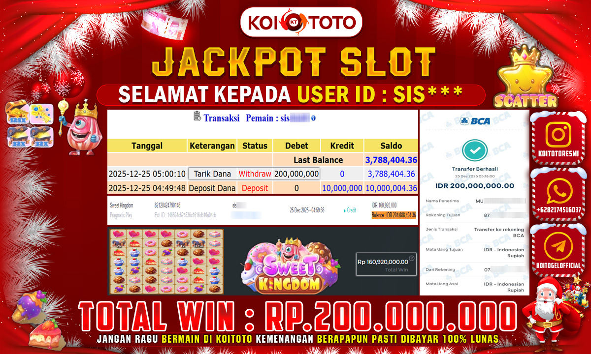 SUPER WIN !! KEMENANGAN BESAR DI PERMAINAN SWEET KINGDOM SEBESAR RP 200.000.000 SECEPAT KILAT LANGSUNG DI BAYAR LUNAS OLEH KOITOTO !!