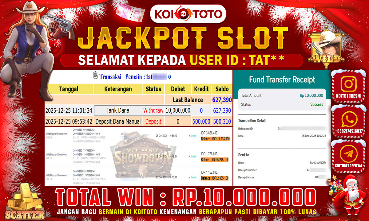 BIG WIN !! MENANG BESAR DI PERMAINAN WILD BOUNTY SHOWDOWN SEBESAR RP 10.000.000 !!! KOITOTO LANGSUNG BAYAR LUNAS