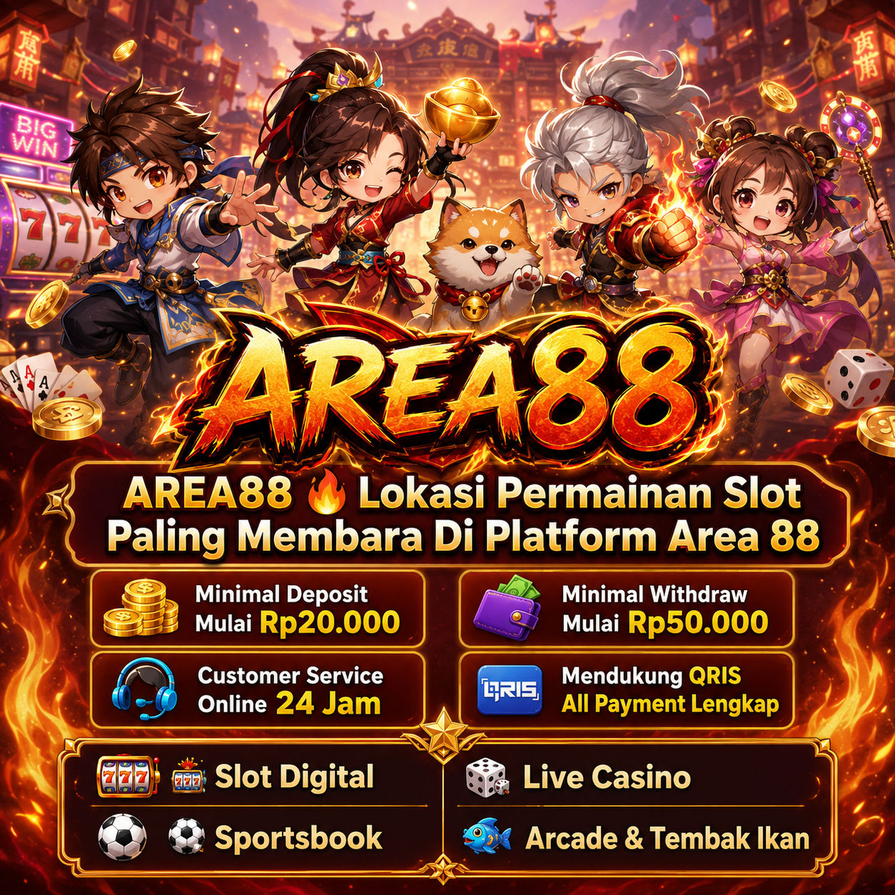 Galeri foto AREA88 🔥 Lokasi Permainan Slot Paling Membara Di Platform Area 88 di Manado