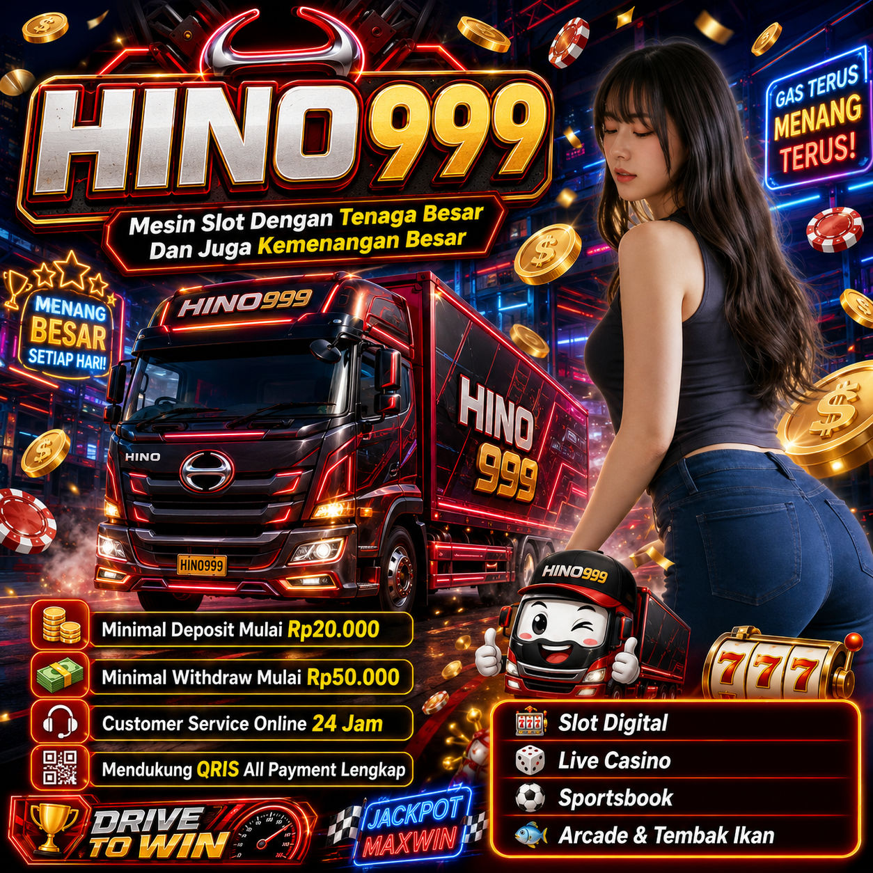 HINO999 || Mesin Slot Dengan Tenaga Besar Dan Juga Kemenangan Besar